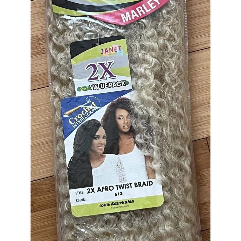 Janet Blonde Afro Twist Braid Kanekalon Hair Extensions 2x Pack Marley Style